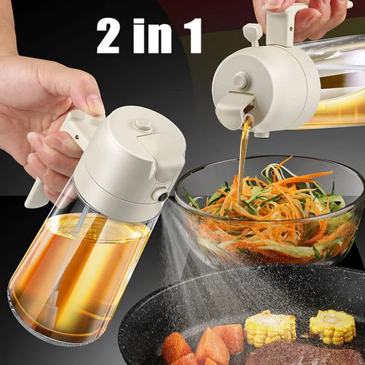 2-in-1 Oil Sprayer & Dispenser Bottle | Kitchen Oil Spray Bottle for Cooking
