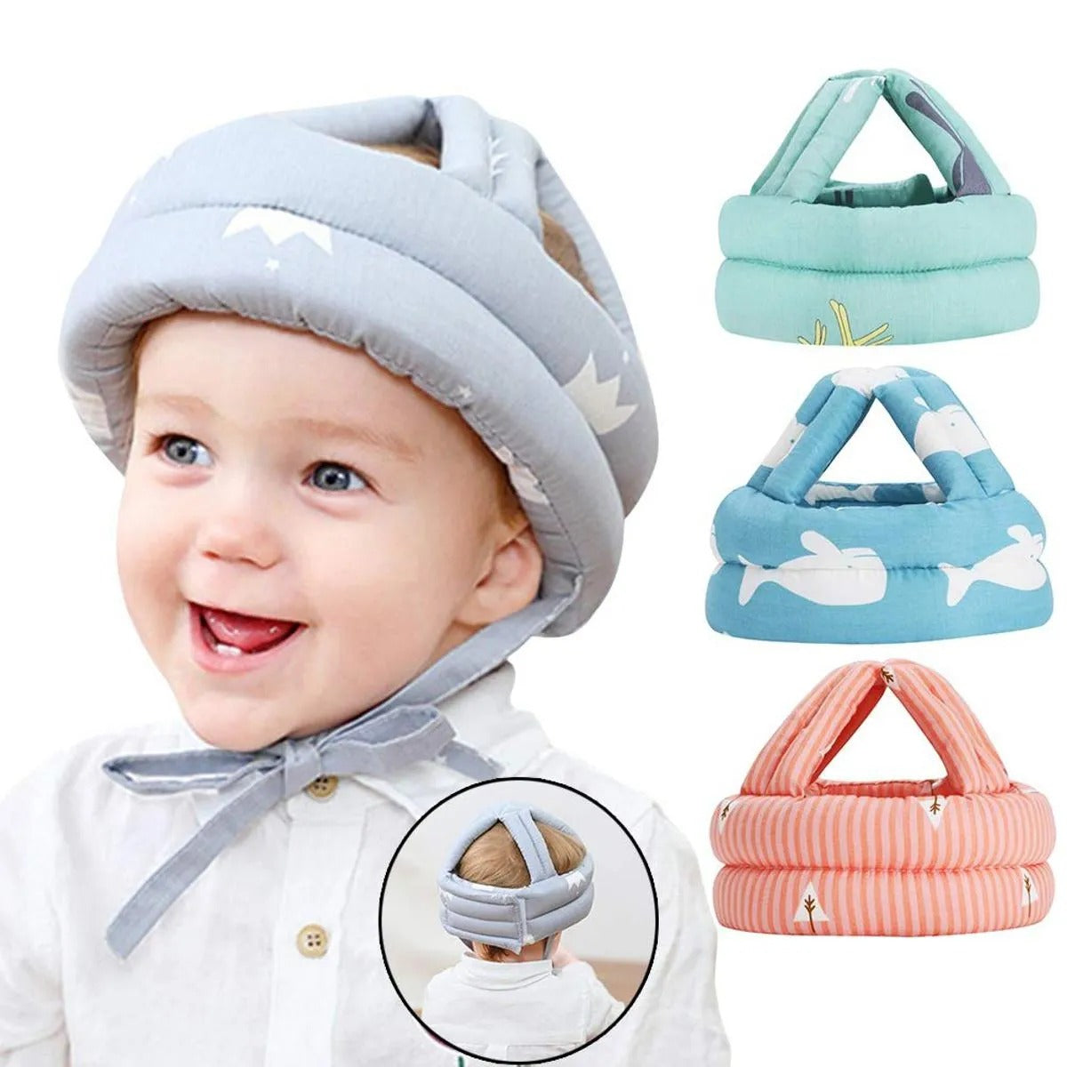 Baby Head Protection Cushion Cap – Soft Adjustable Anti-Fall Safety Cap