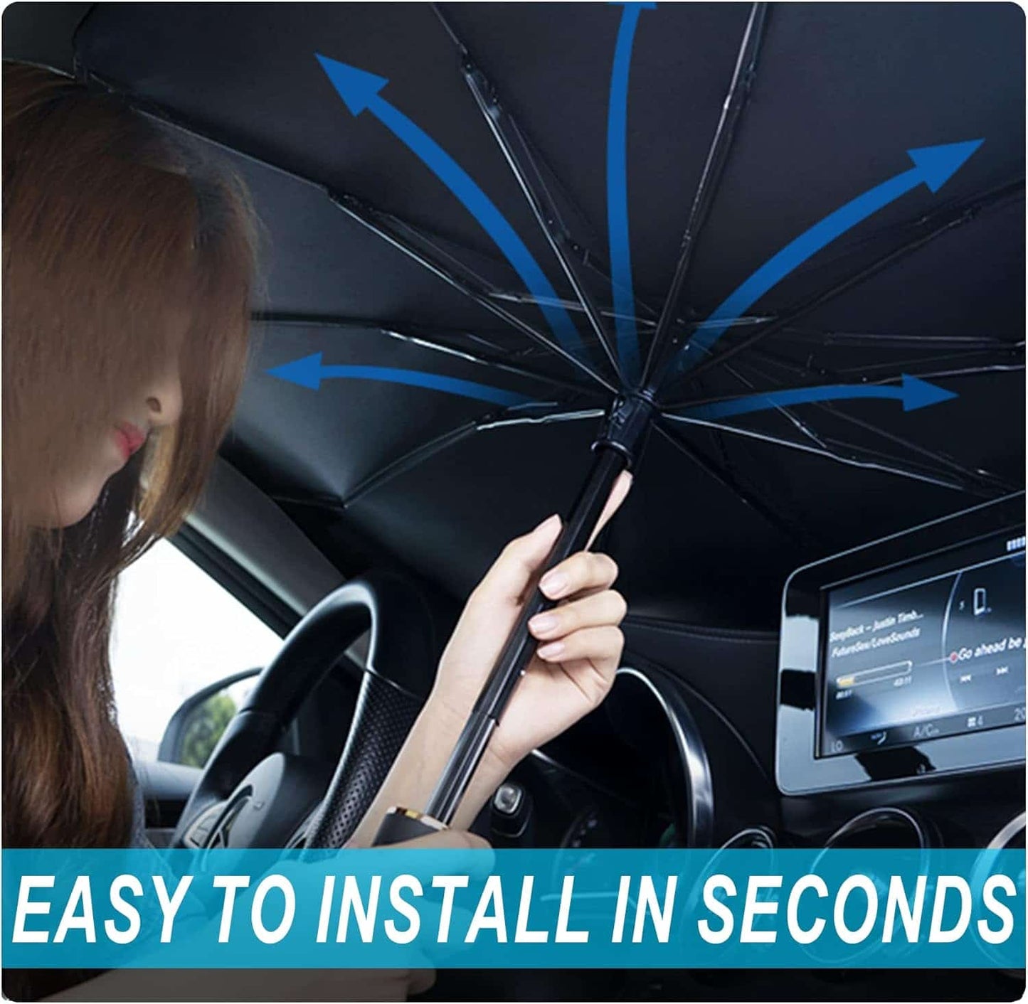 Foldable Car Windshield Sunshade Umbrella | Heat & UV Protection