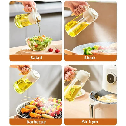 2-in-1 Oil Sprayer & Dispenser Bottle | Kitchen Oil Spray Bottle for Cooking