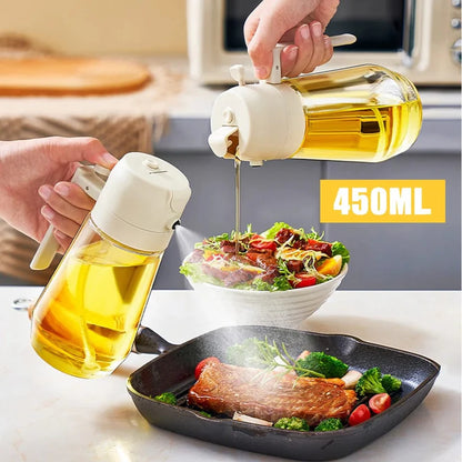 2-in-1 Oil Sprayer & Dispenser Bottle | Kitchen Oil Spray Bottle for Cooking