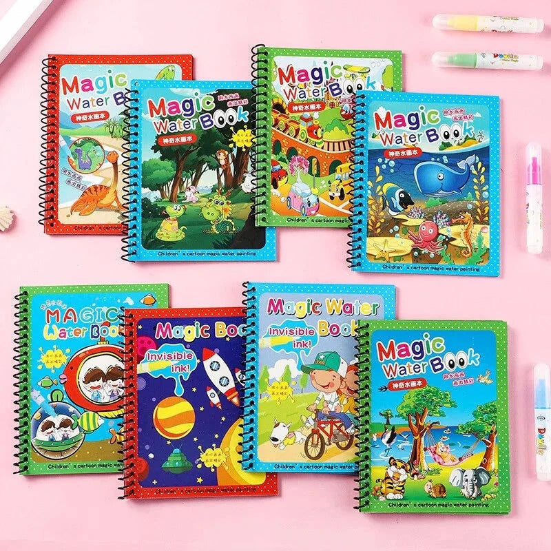 Magic Water Coloring Book for Kids | Reusable Water Paint Drawing Book with Magic Pen