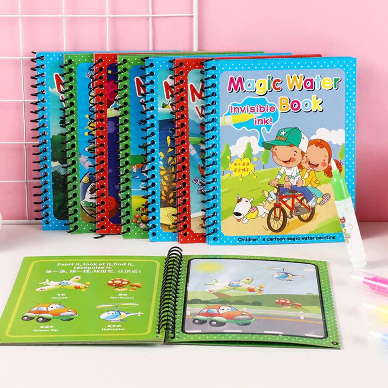 Magic Water Coloring Book for Kids | Reusable Water Paint Drawing Book with Magic Pen