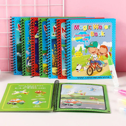 Magic Water Coloring Book for Kids | Reusable Water Paint Drawing Book with Magic Pen