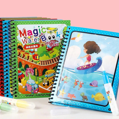 Magic Water Coloring Book for Kids | Reusable Water Paint Drawing Book with Magic Pen