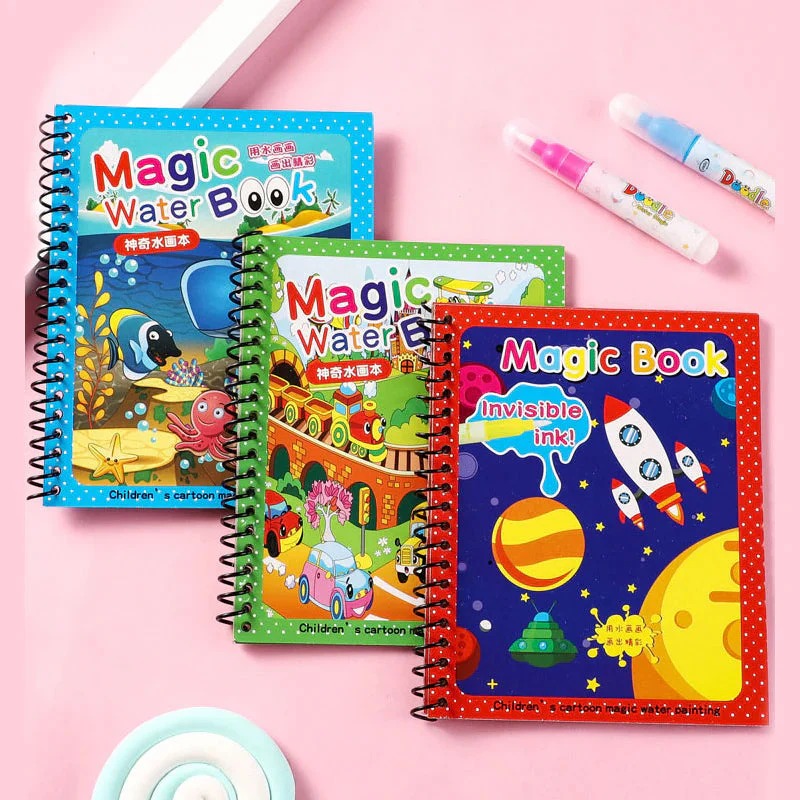 Magic Water Coloring Book for Kids | Reusable Water Paint Drawing Book with Magic Pen