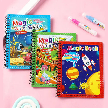 Magic Water Coloring Book for Kids | Reusable Water Paint Drawing Book with Magic Pen