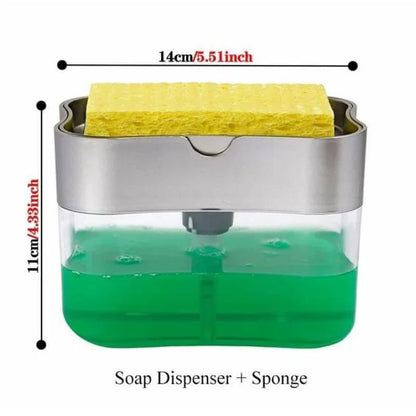 Soap Dispenser for Kitchen Sink | 2-in-1 Soap Pump with Sponge Holder