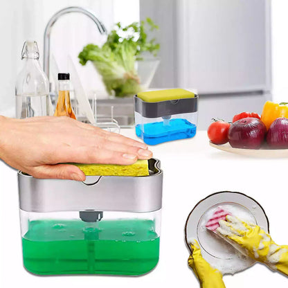 Soap Dispenser for Kitchen Sink | 2-in-1 Soap Pump with Sponge Holder