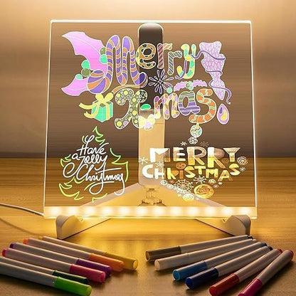 LED Acrylic Writing Board | Reusable Message Board with Color Markers
