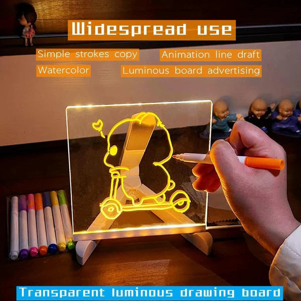 LED Acrylic Writing Board | Reusable Message Board with Color Markers
