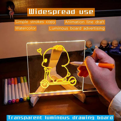 LED Acrylic Writing Board | Reusable Message Board with Color Markers