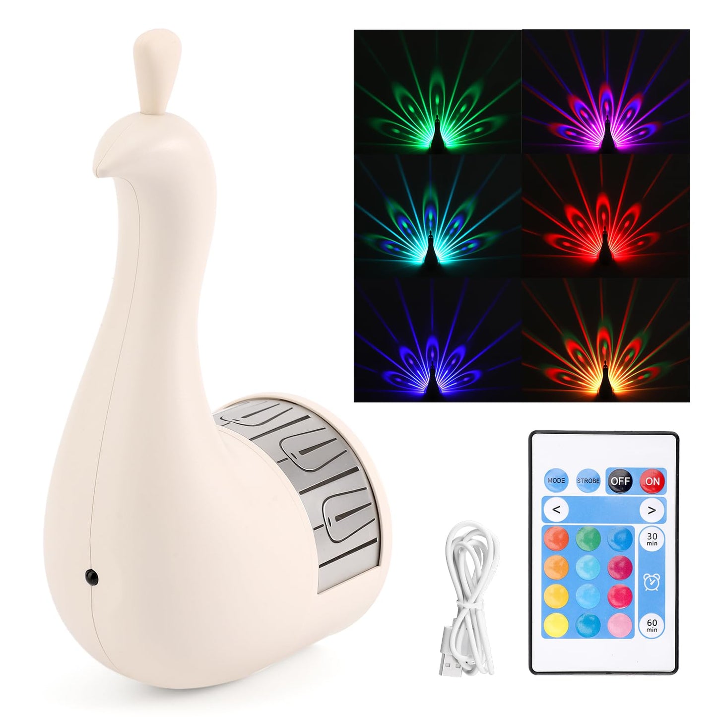 Peacock Projection LED Night Lamp with Remote Control