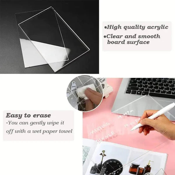 LED Acrylic Writing Board | Reusable Message Board with Color Markers