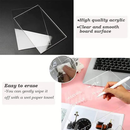 LED Acrylic Writing Board | Reusable Message Board with Color Markers