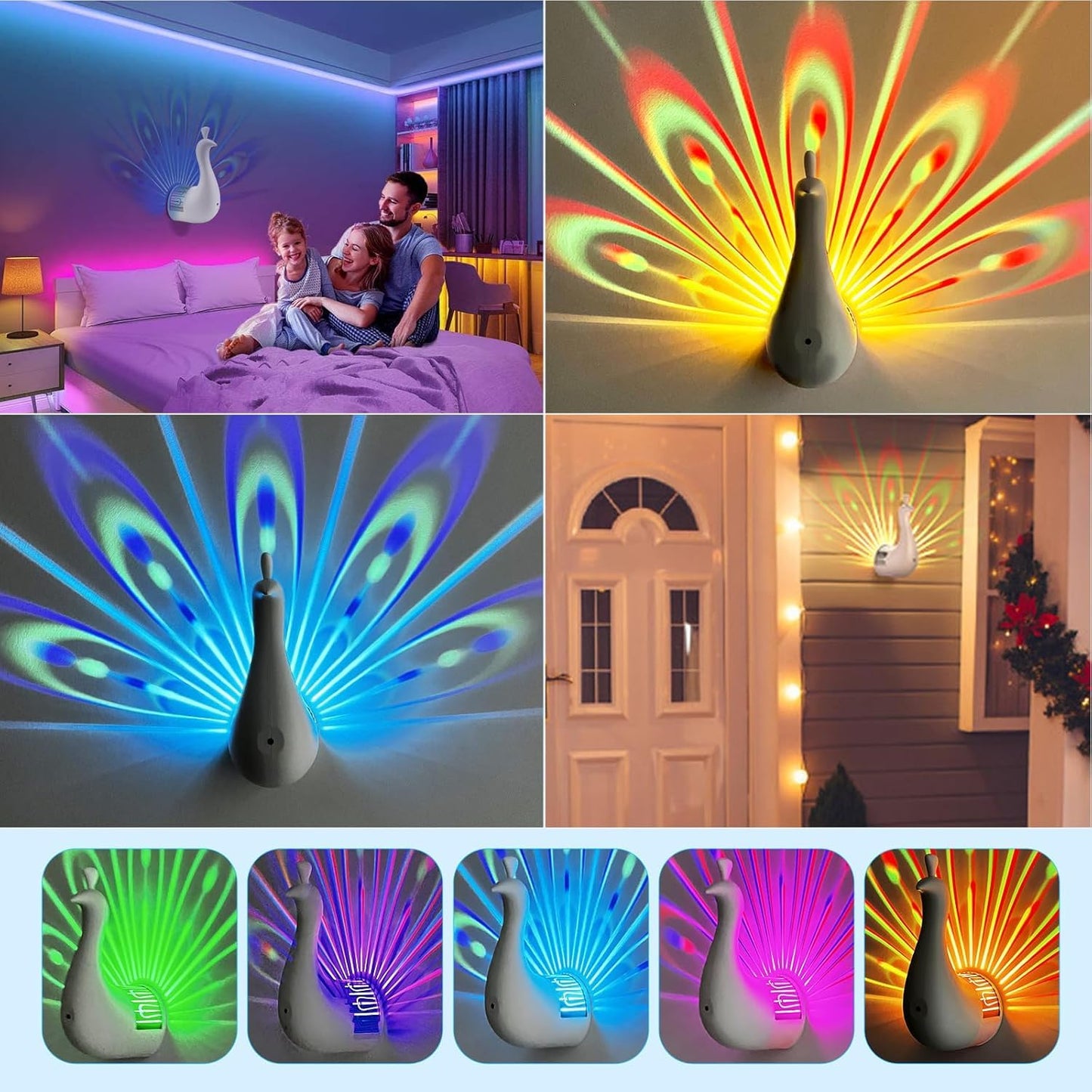 Peacock Projection LED Night Lamp with Remote Control