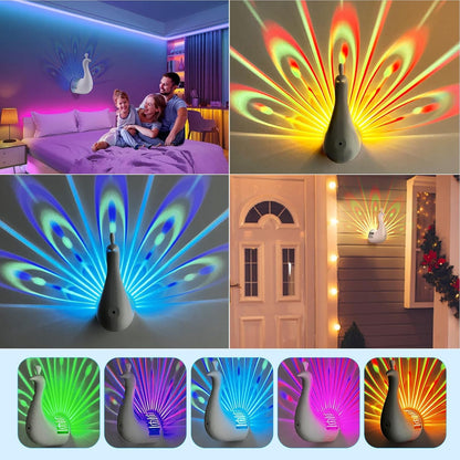 Peacock Projection LED Night Lamp with Remote Control