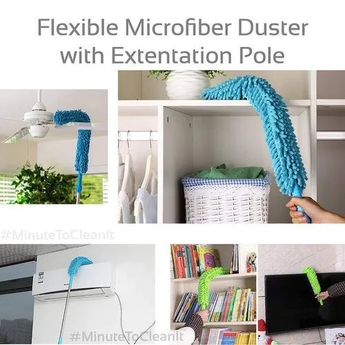 Flexible Microfiber Bendable Duster | Extendable Dust Cleaning Brush for Home & Car