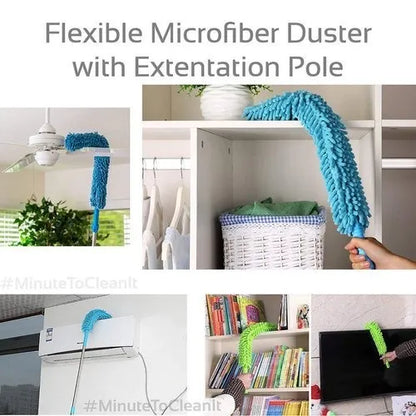Flexible Microfiber Bendable Duster | Extendable Dust Cleaning Brush for Home & Car