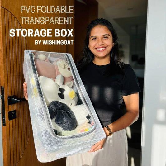 Foldable Transparent Storage Box for Shoes, Toys, Clothes & Books pack of 2 pieces