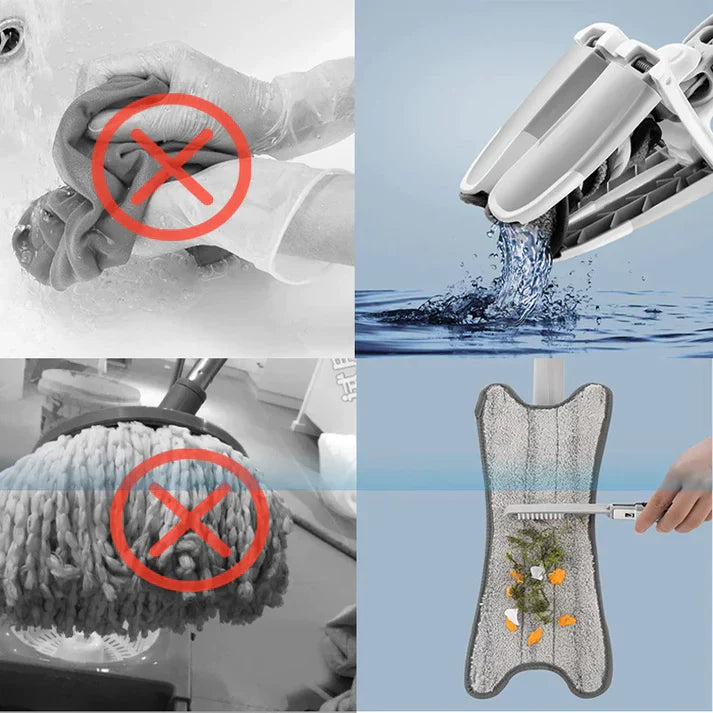 360° Self-Wringing Microfiber Flat Mop | Hands-Free Floor Cleaning Mop