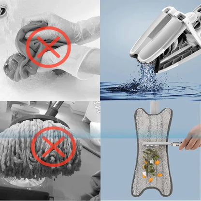 360° Self-Wringing Microfiber Flat Mop | Hands-Free Floor Cleaning Mop