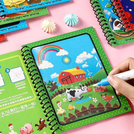 Magic Water Coloring Book for Kids | Reusable Water Paint Drawing Book with Magic Pen