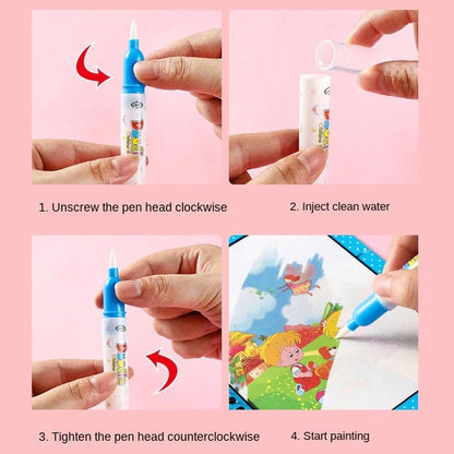 Magic Water Coloring Book for Kids | Reusable Water Paint Drawing Book with Magic Pen