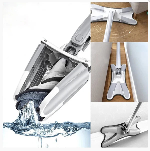360° Self-Wringing Microfiber Flat Mop | Hands-Free Floor Cleaning Mop