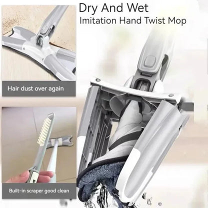 360° Self-Wringing Microfiber Flat Mop | Hands-Free Floor Cleaning Mop