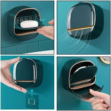 Wall Mounted Soap Holder with Drain Tray – Self Adhesive Bathroom Soap Box