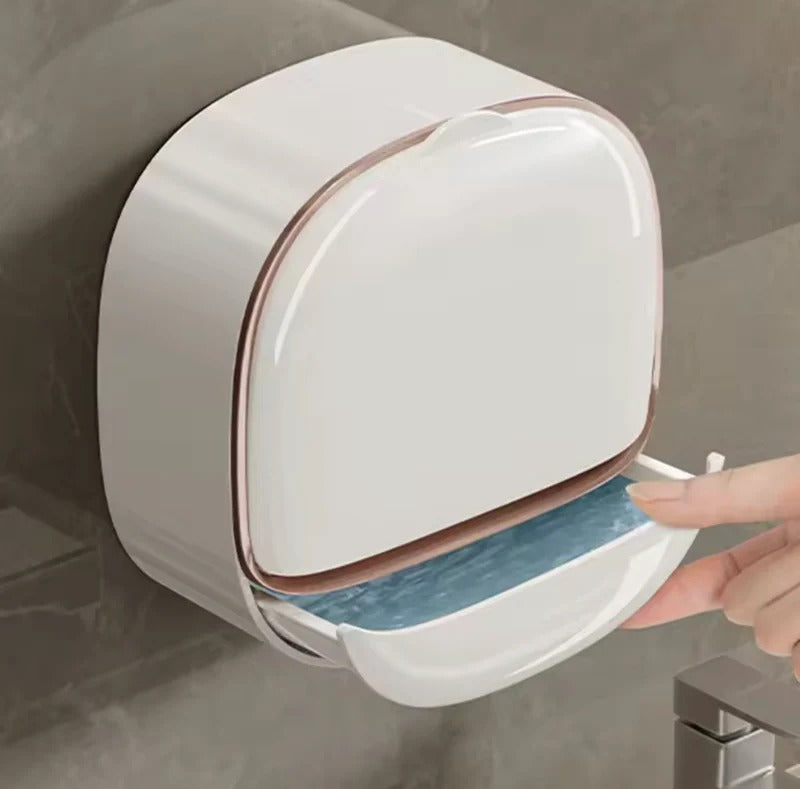 Wall Mounted Soap Holder with Drain Tray – Self Adhesive Bathroom Soap Box