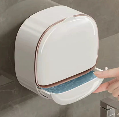 Wall Mounted Soap Holder with Drain Tray – Self Adhesive Bathroom Soap Box