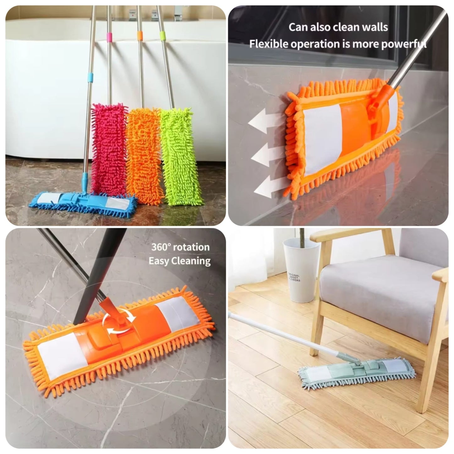 Premium Microfiber Flat Floor Mop | Reusable Wet & Dry Cleaning Mop