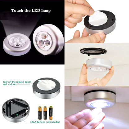 Wireless Push Tap LED Light | Battery Powered Stick-On Cabinet & Closet Light