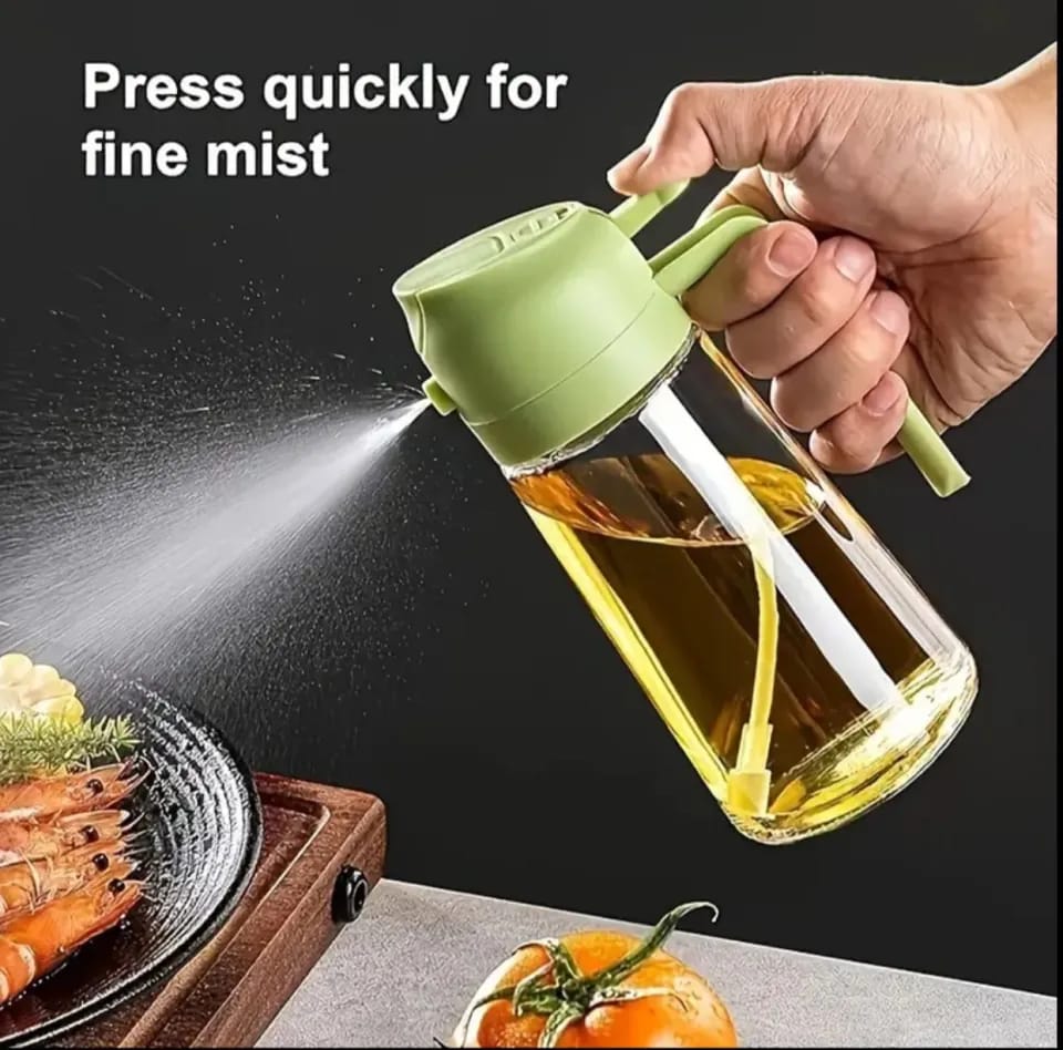 2-in-1 Oil Sprayer & Dispenser Bottle | Kitchen Oil Spray Bottle for Cooking