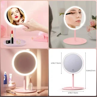LED Touch Makeup Mirror with Adjustable Stand | Portable Tabletop Vanity Mirror for Makeup & Skincare