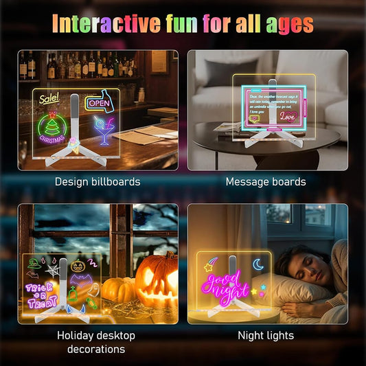 LED Acrylic Writing Board | Reusable Message Board with Color Markers