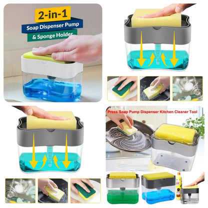 Soap Dispenser for Kitchen Sink | 2-in-1 Soap Pump with Sponge Holder