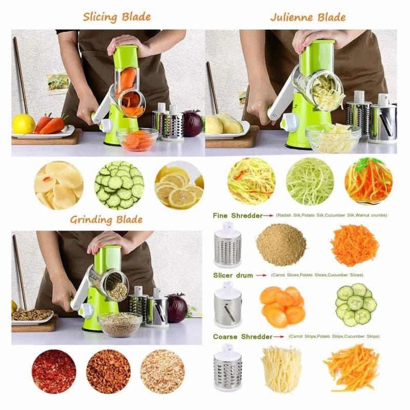 3-in-1 Rotary Vegetable Slicer & Grater