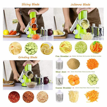 3-in-1 Rotary Vegetable Slicer & Grater