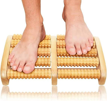 Wooden Foot Roller Massager – Natural Reflexology Foot Massage Roller for Pain Relief