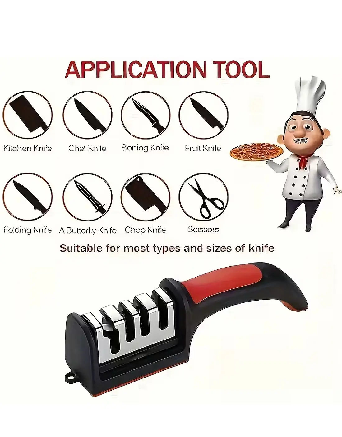 Kitchen Knife Sharpener 4 in 1 | Professional Manual Knife Sharpening Tool